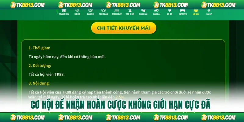 Cơ hội để nhận hoàn cược không giới hạn cực đã Cơ hội để nhận hoàn cược không giới hạn cực đã