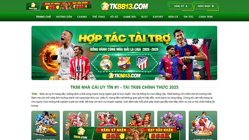 Giới thiệu nhà cái TK88 uy tín 2025