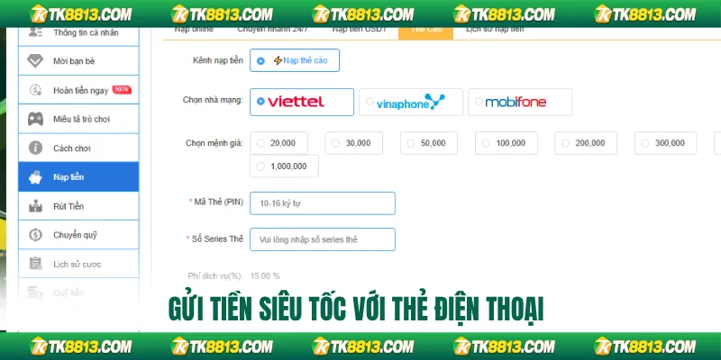 Gửi tiền siêu tốc với thẻ điện thoại