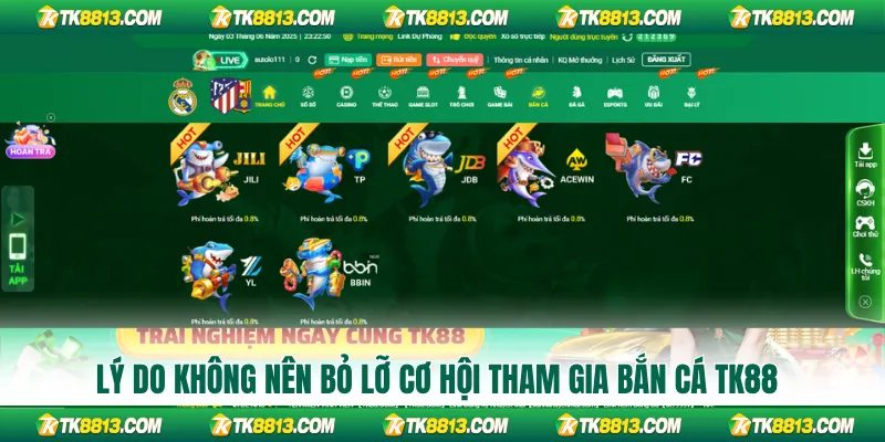 Lý do không nên bỏ lỡ cơ hội tham gia bắn cá TK88