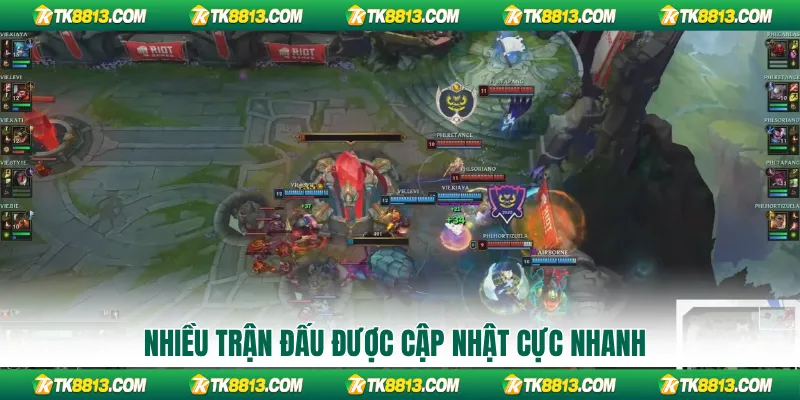 Nhiều trận đấu được cập nhật cực nhanh